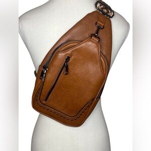 Sam & Hadley Guitar Strap Crossbody Sling Bag Women’s Brown